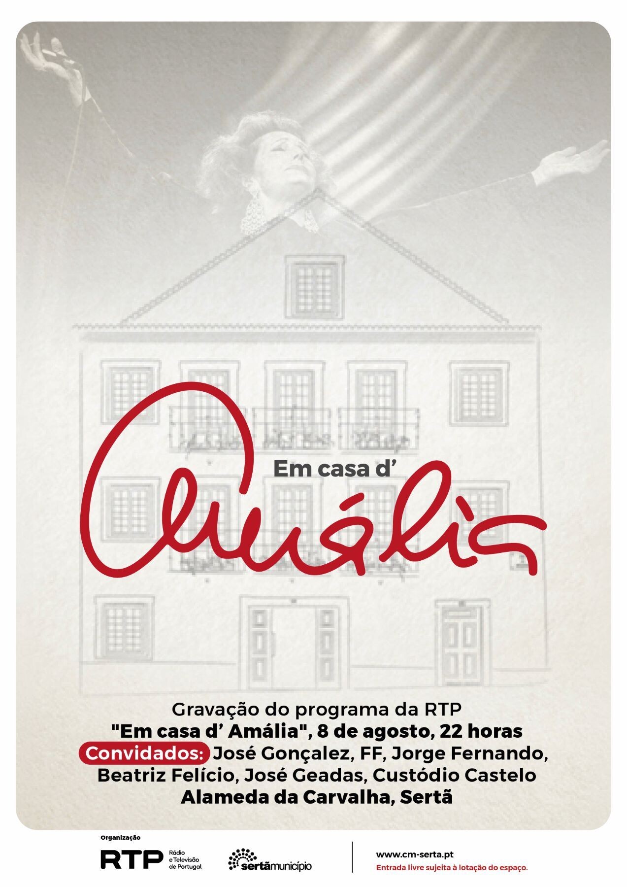 Sertã recebe gravação do programa da RTP Em casa d'Amália a 8 de agosto de 2026