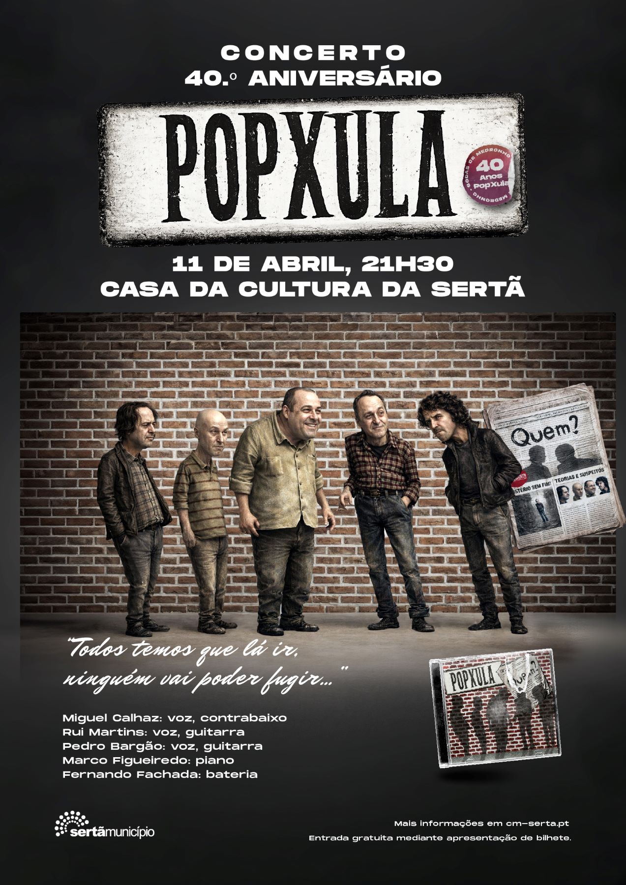 PopXula cartaz do concerto comemorativo dos 40 anos