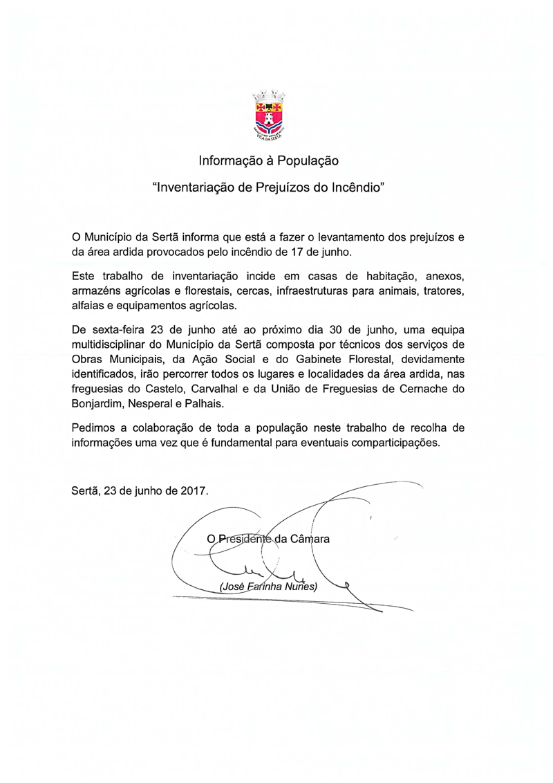 Informacao23.06.17-PrejuizosIncendio