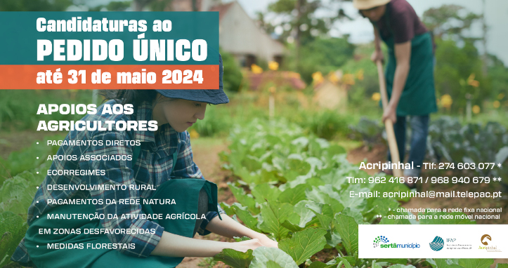 Candidaturas ao Pedido Único decorrem até 31 de maio