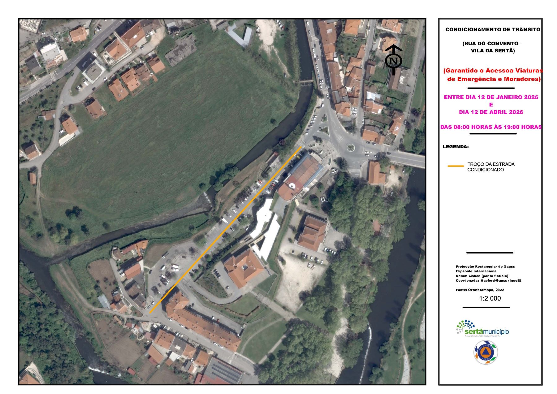 Mapa de Condicionamento de trânsito na Rua do Convento, Sertã