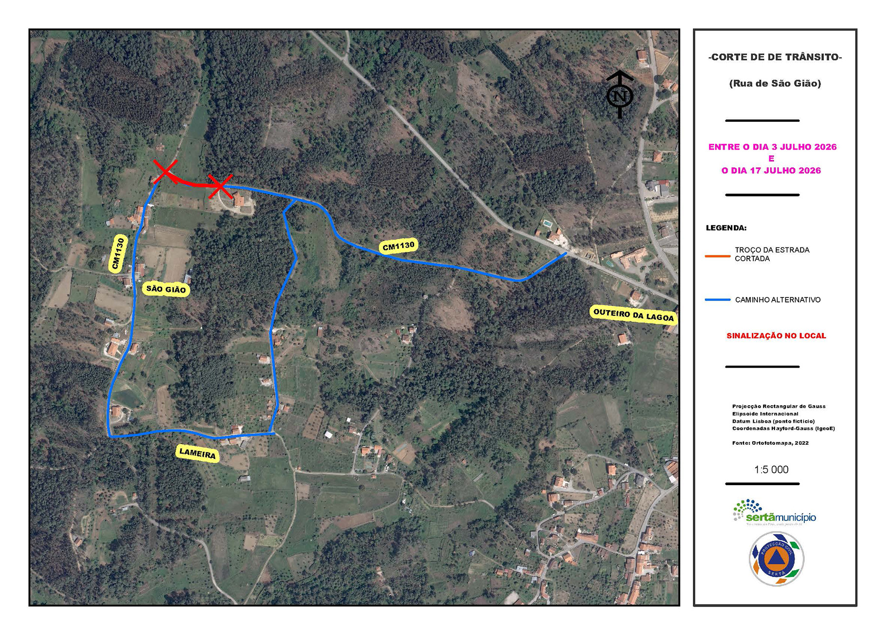 Mapa corte Trânsito Rua São Gião - junho 26